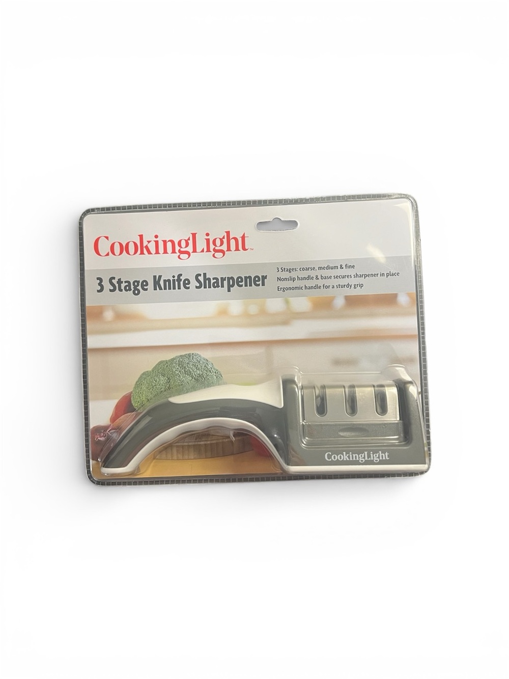 CookingLight White and Grey 3 Stage Manual Knife Sharpener